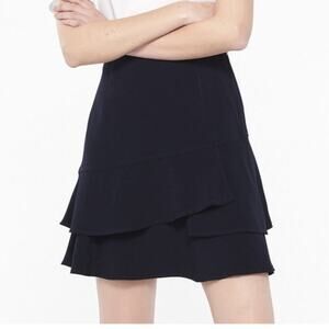 Sandro Paris Roxanne High Waisted Layered Mini Skirt Navy Blue Women's Size 1